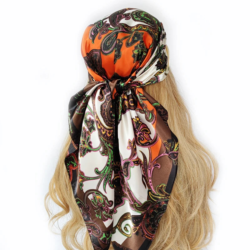 90*90cm Silk Scarf Scarftop Headwraps For Woman