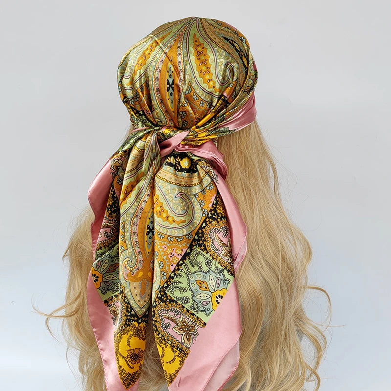 90*90cm Silk Scarf Scarftop Headwraps For Woman