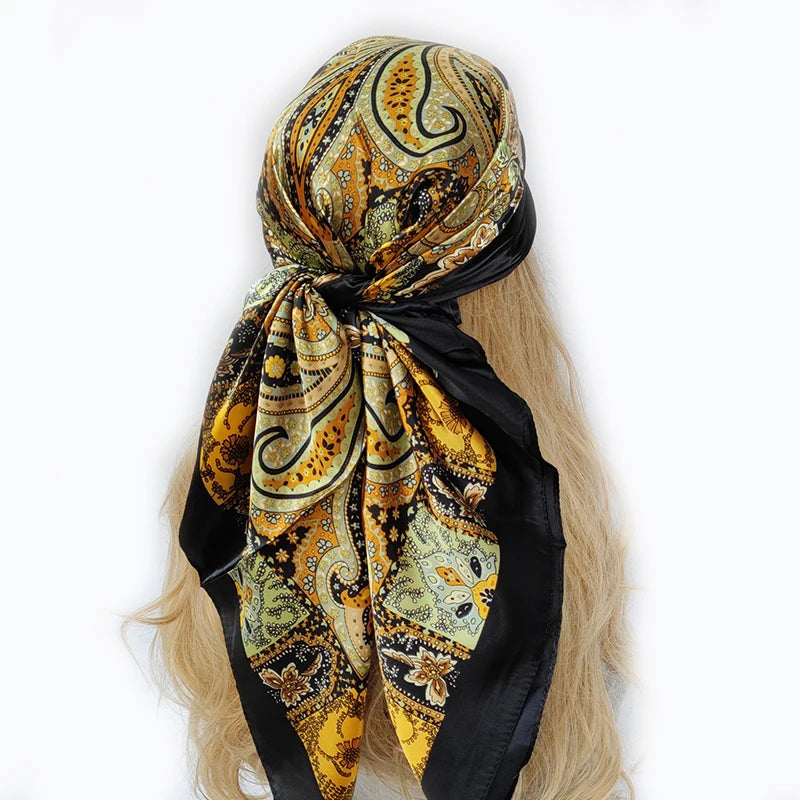 90*90cm Silk Scarf Scarftop Headwraps For Woman