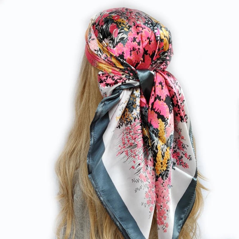 90*90cm Silk Scarf Scarftop Headwraps For Woman