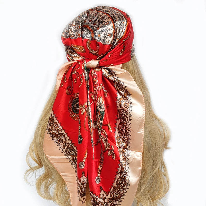 90*90cm Silk Scarf Scarftop Headwraps For Woman