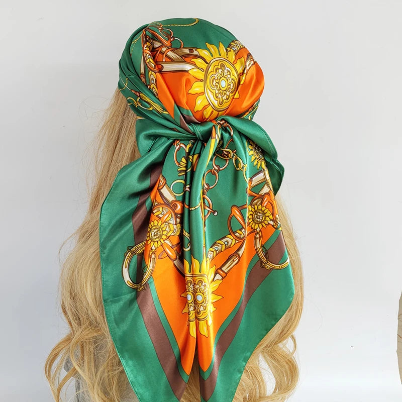 90*90cm Silk Scarf Scarftop Headwraps For Woman