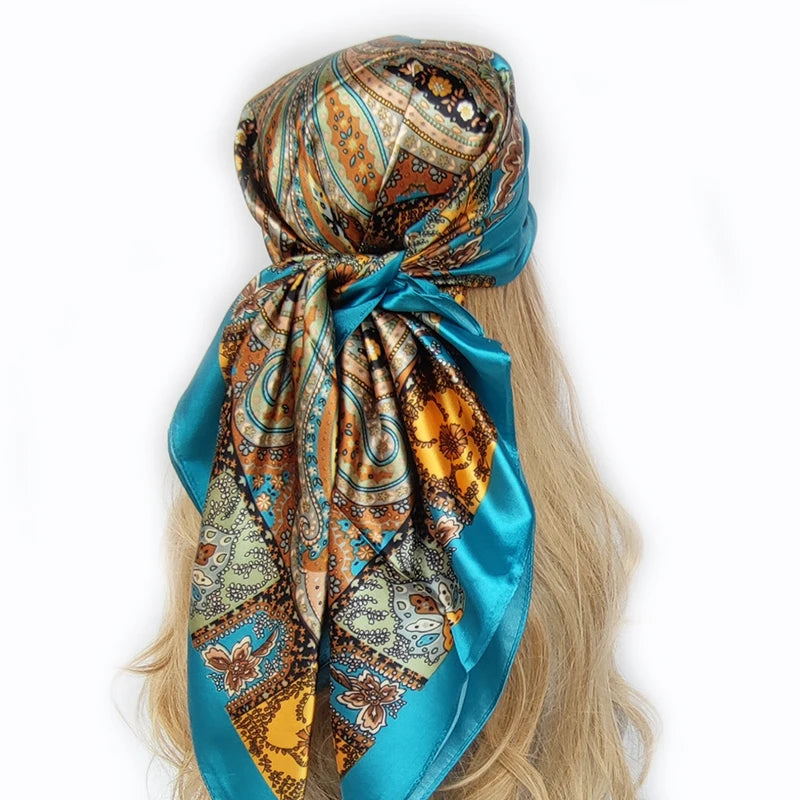 90*90cm Silk Scarf Scarftop Headwraps For Woman