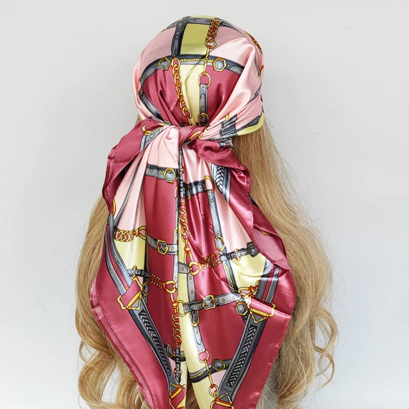 90*90cm Silk Scarf Scarftop Headwraps For Woman