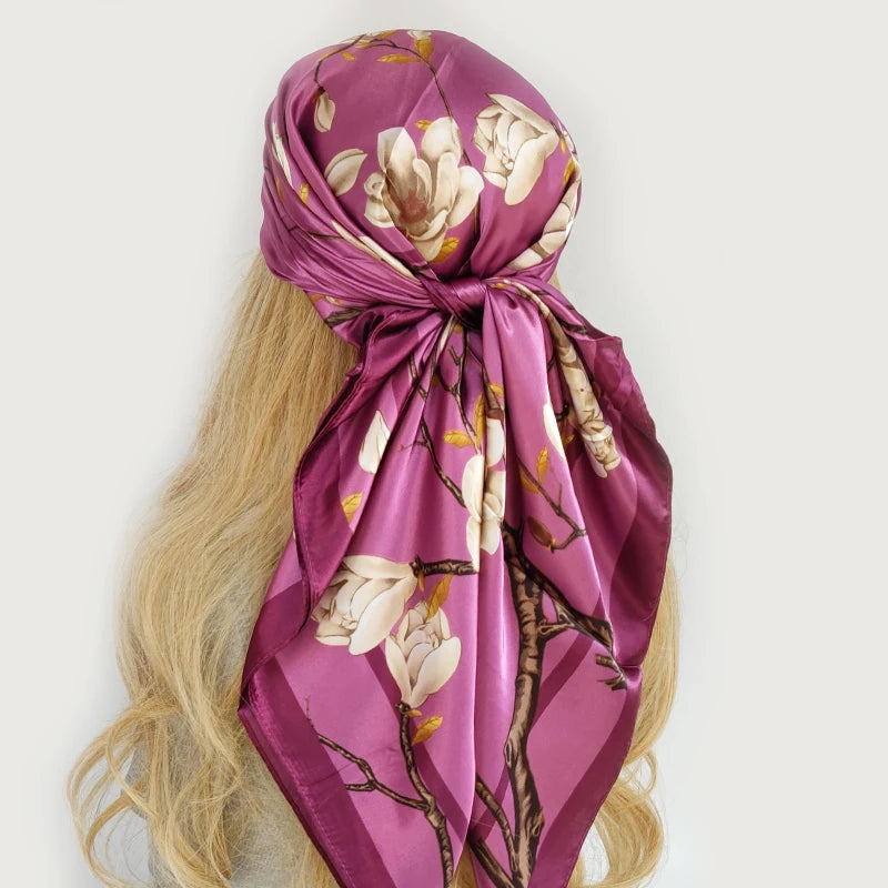 90*90cm Silk Scarf Scarftop Headwraps For Woman