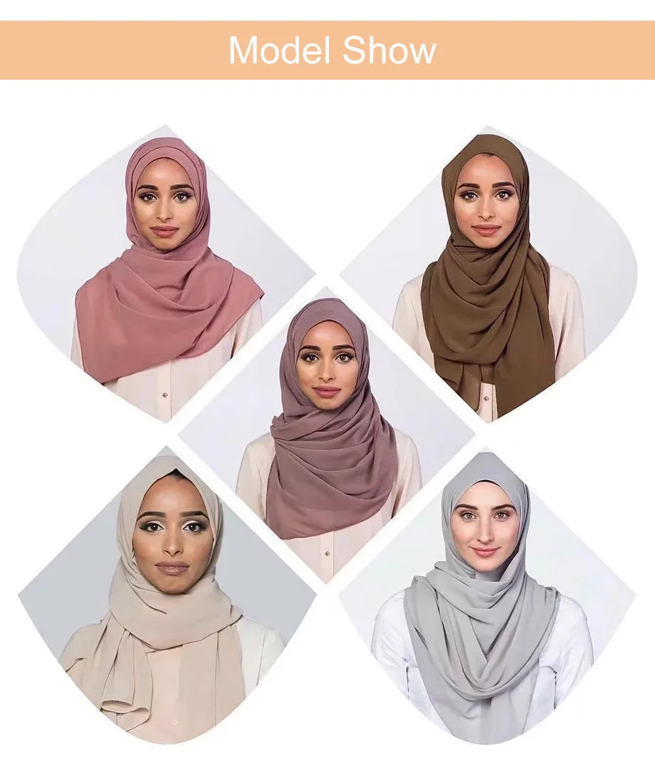 Chiffon Scarf Women Long Solid Color Head Wrap For Women Size: 175*70cm