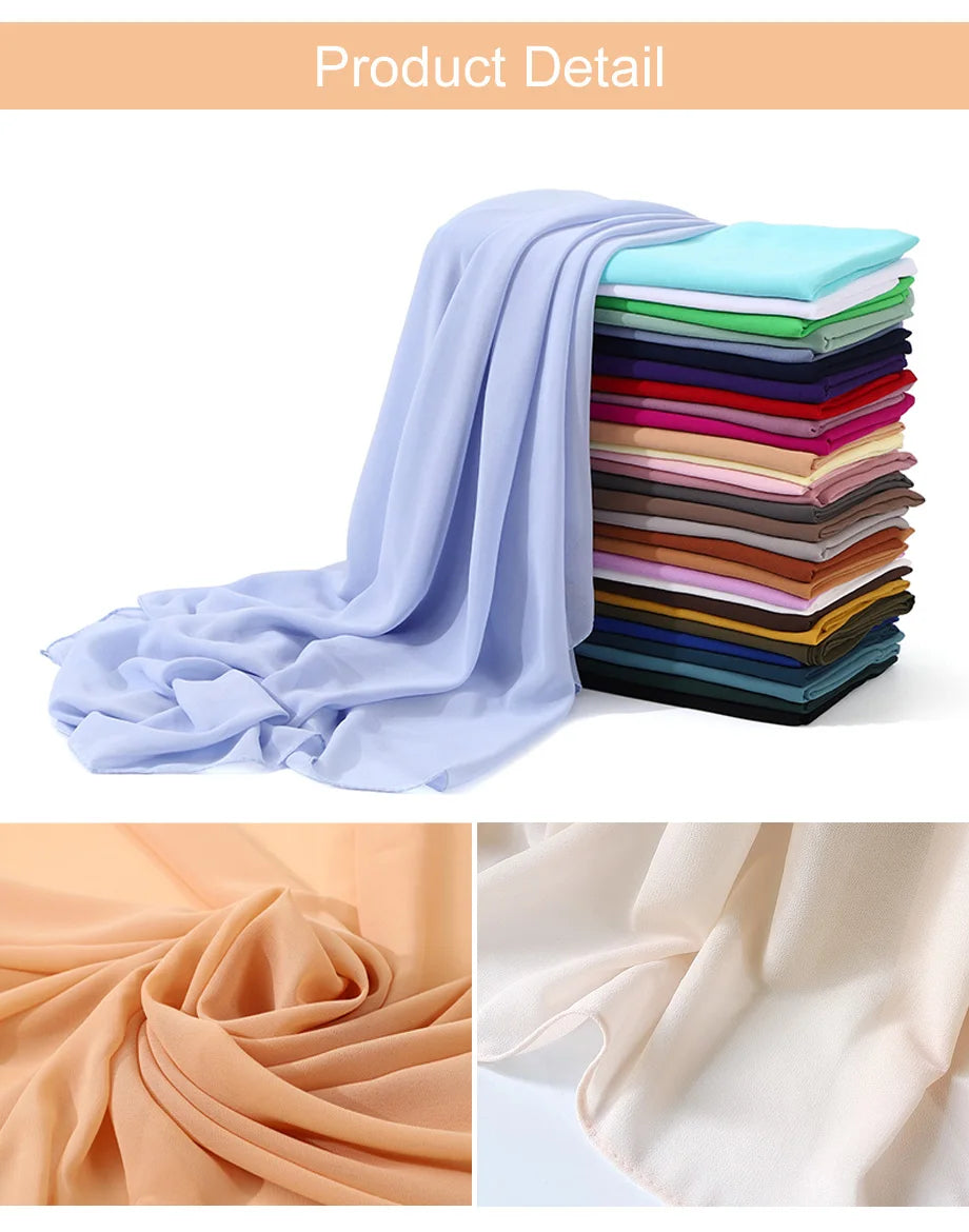 Chiffon Scarf Women Long Solid Color Head Wrap For Women Size: 175*70cm