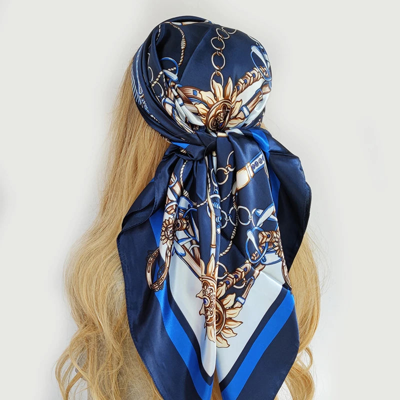 90*90cm Silk Scarf Scarftop Headwraps For Woman