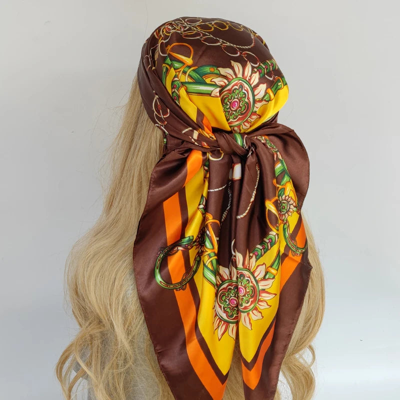 90*90cm Silk Scarf Scarftop Headwraps For Woman