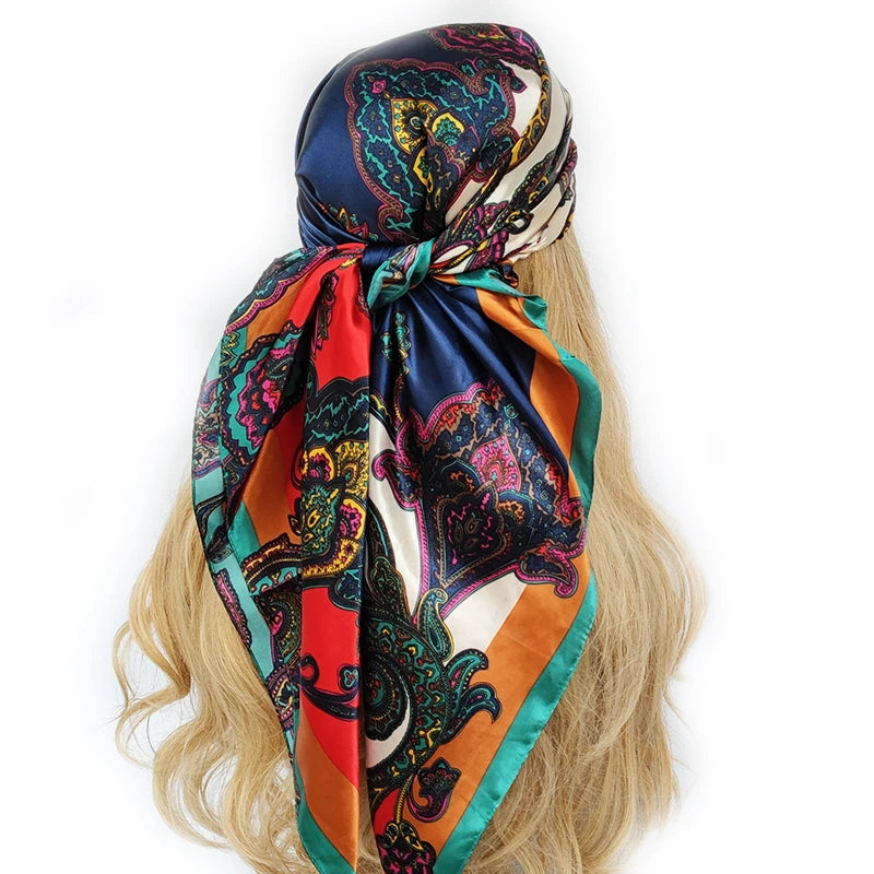 90*90cm Silk Scarf Scarftop Headwraps For Woman