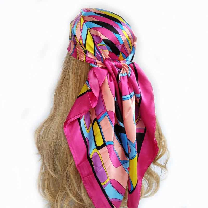 90*90cm Silk Scarf Scarftop Headwraps For Woman