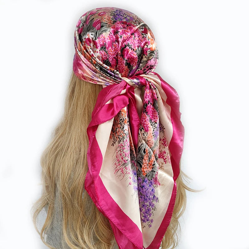 90*90cm Silk Scarf Scarftop Headwraps For Woman