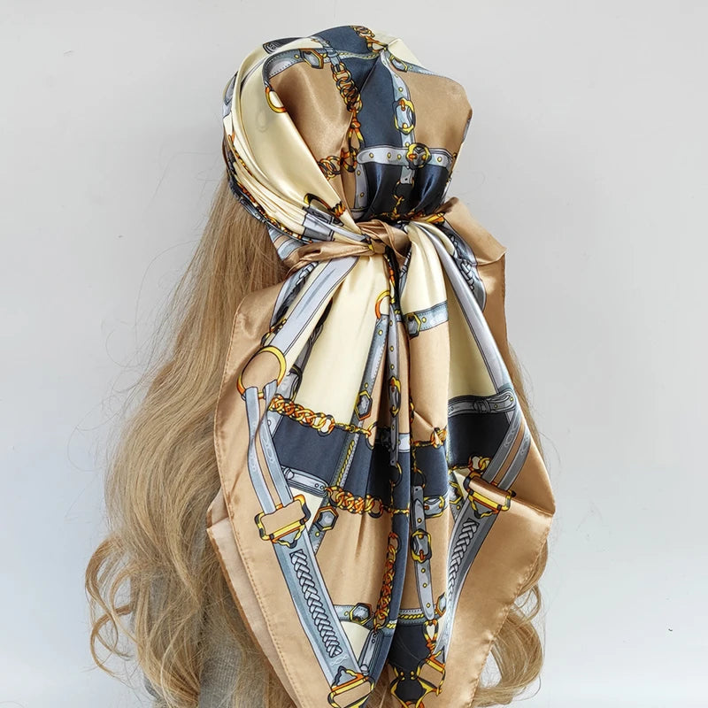 90*90cm Silk Scarf Scarftop Headwraps For Woman