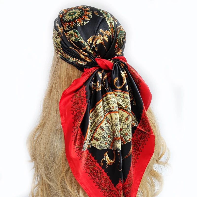 90*90cm Silk Scarf Scarftop Headwraps For Woman