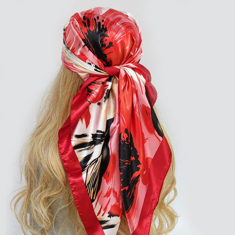 90*90cm Silk Scarf Scarftop Headwraps For Woman