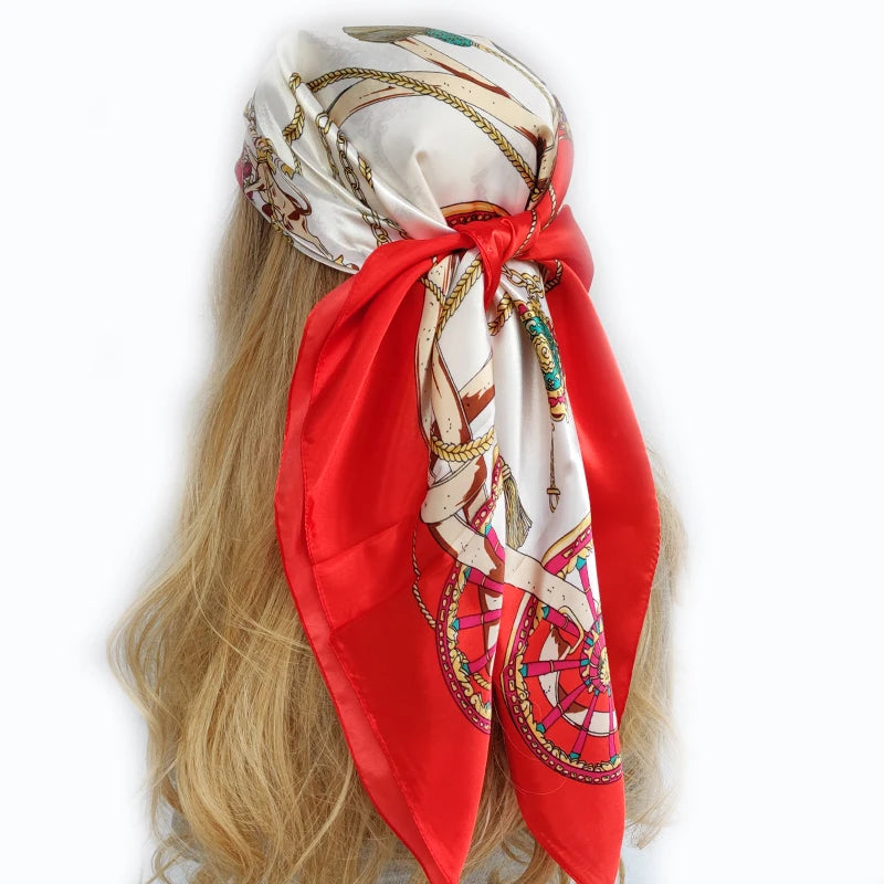 90*90cm Silk Scarf Scarftop Headwraps For Woman