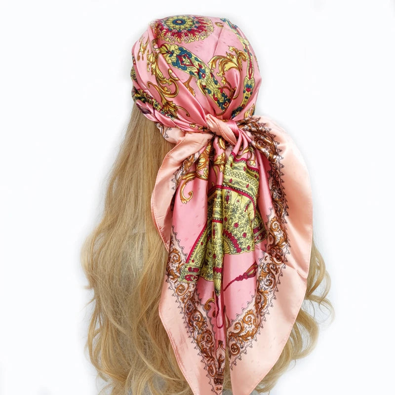 90*90cm Silk Scarf Scarftop Headwraps For Woman