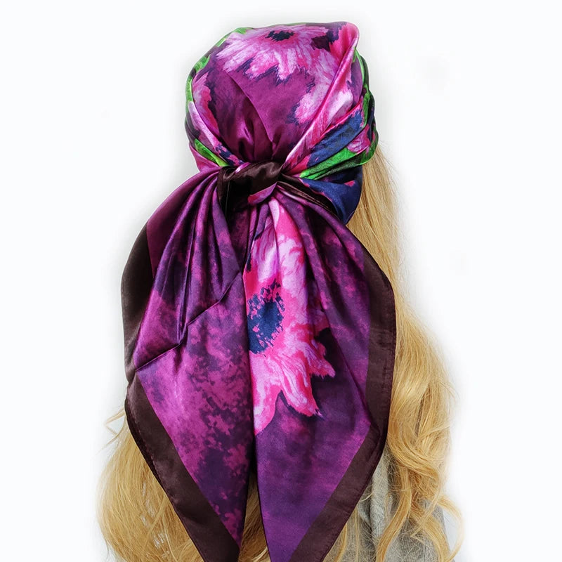 90*90cm Silk Scarf Scarftop Headwraps For Woman