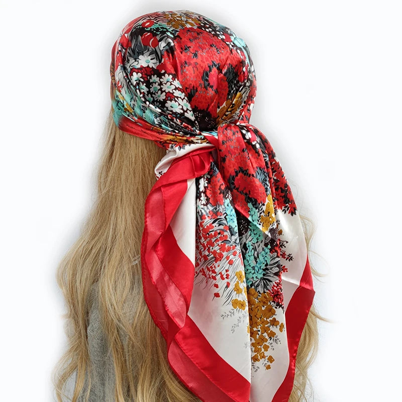 90*90cm Silk Scarf Scarftop Headwraps For Woman