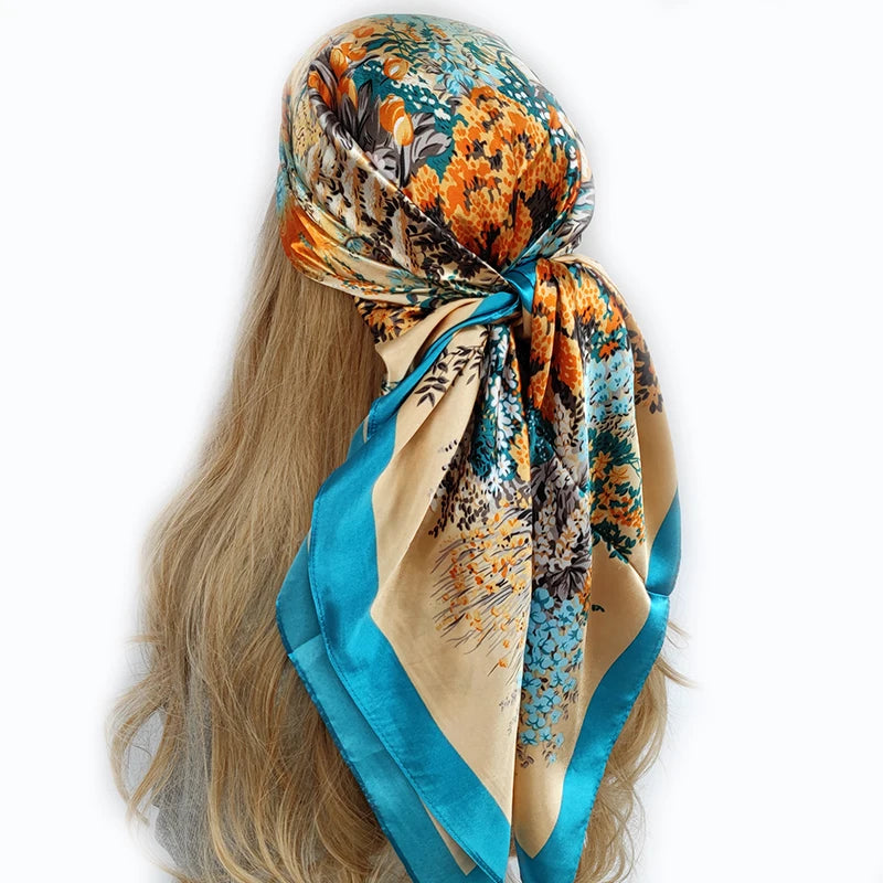 90*90cm Silk Scarf Scarftop Headwraps For Woman