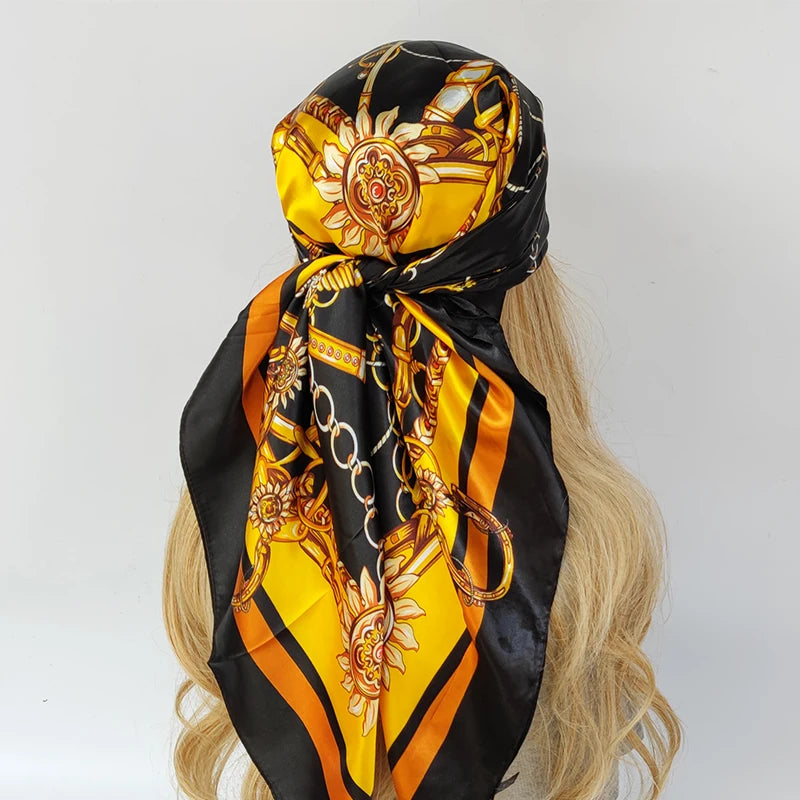 90*90cm Silk Scarf Scarftop Headwraps For Woman