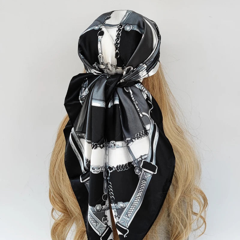 90*90cm Silk Scarf Scarftop Headwraps For Woman