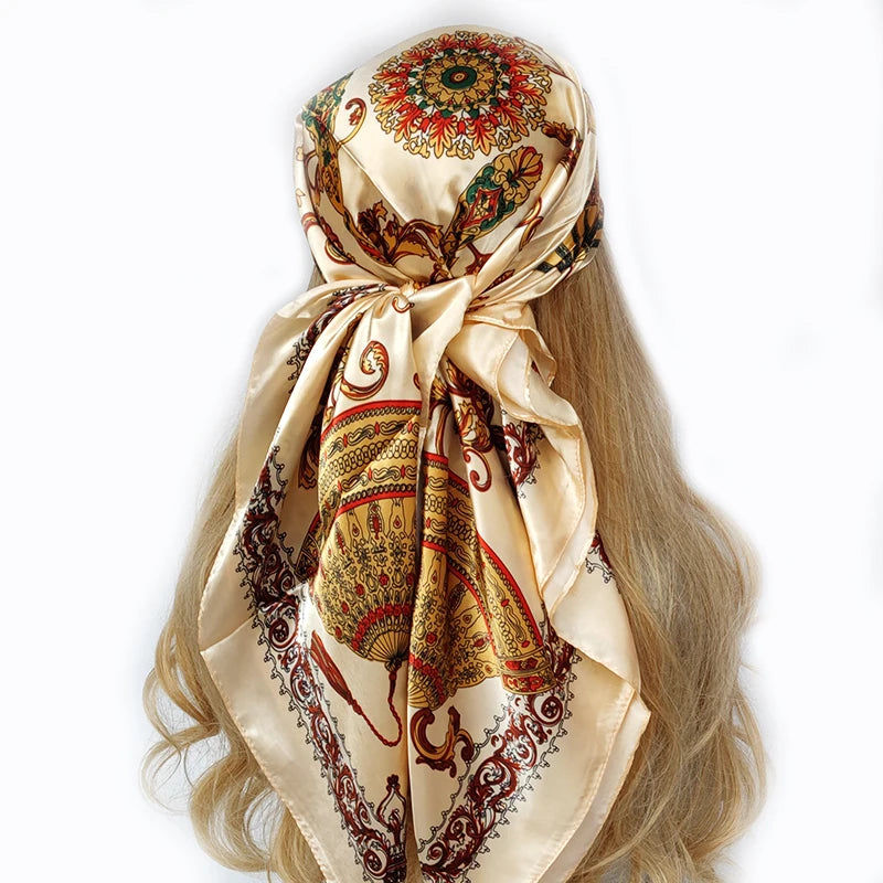 90*90cm Silk Scarf Scarftop Headwraps For Woman