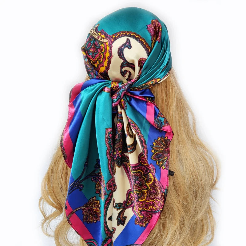 90*90cm Silk Scarf Scarftop Headwraps For Woman