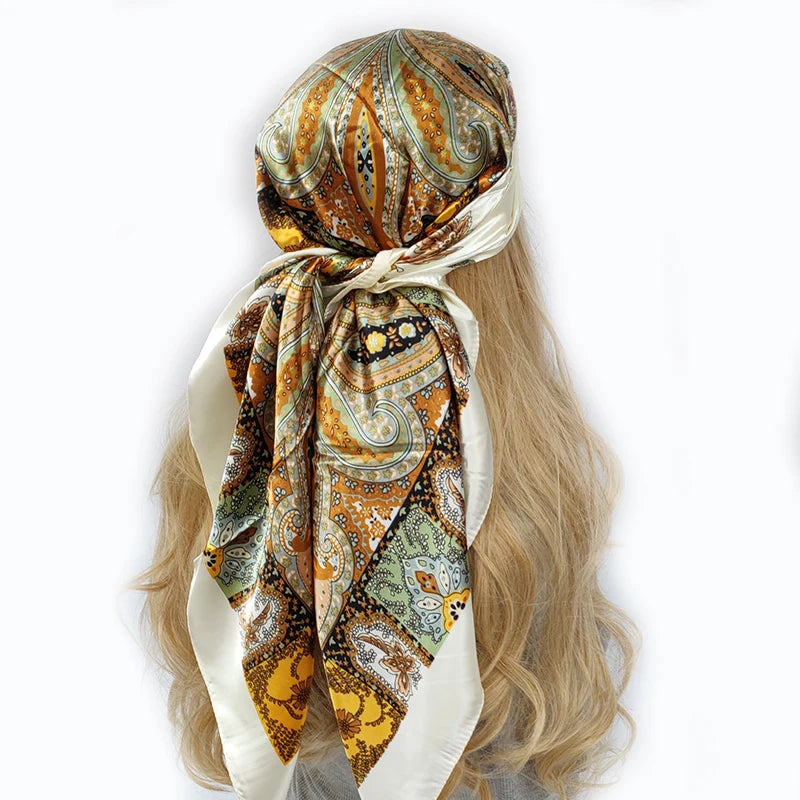 90*90cm Silk Scarf Scarftop Headwraps For Woman