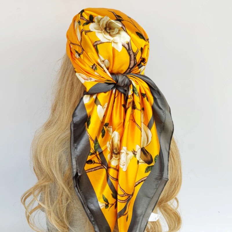 90*90cm Silk Scarf Scarftop Headwraps For Woman