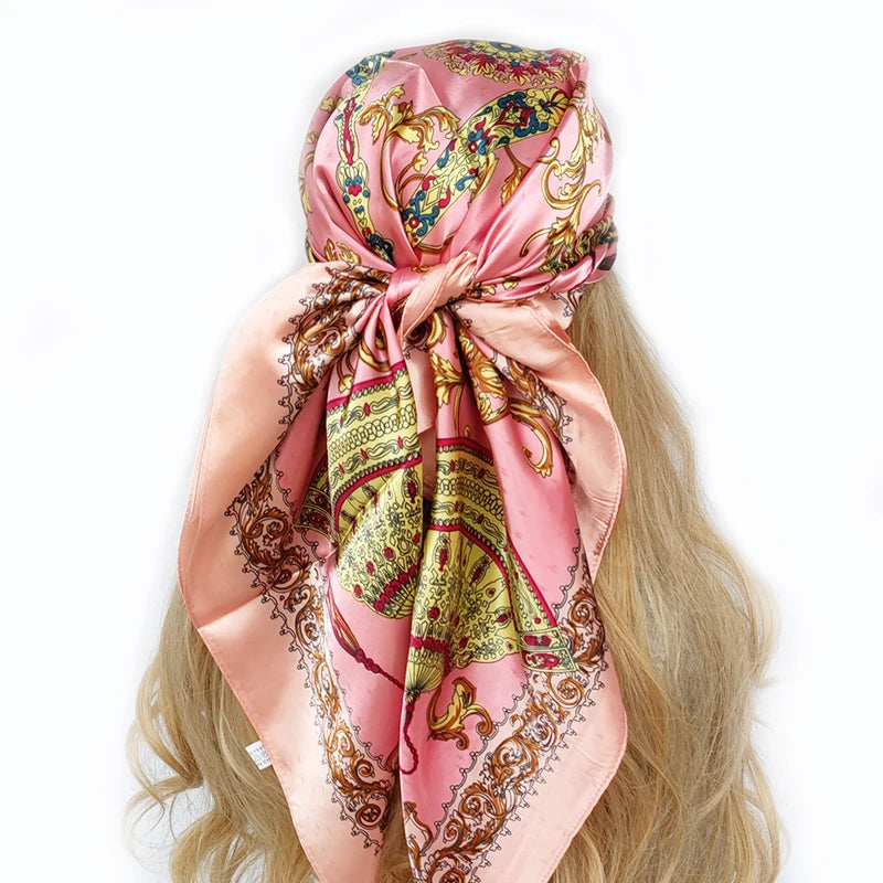 90*90cm Silk Scarf Scarftop Headwraps For Woman