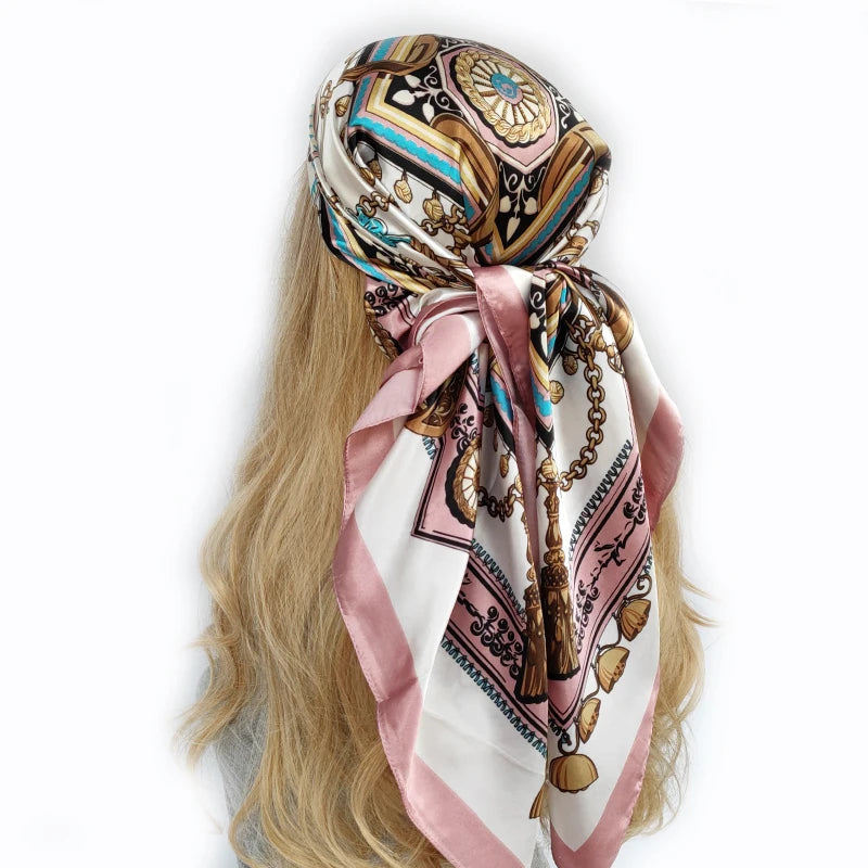 90*90cm Silk Scarf Scarftop Headwraps For Woman