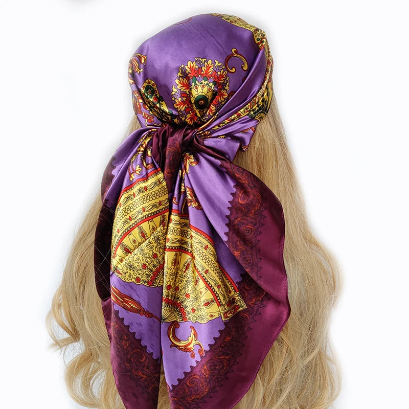 90*90cm Silk Scarf Scarftop Headwraps For Woman