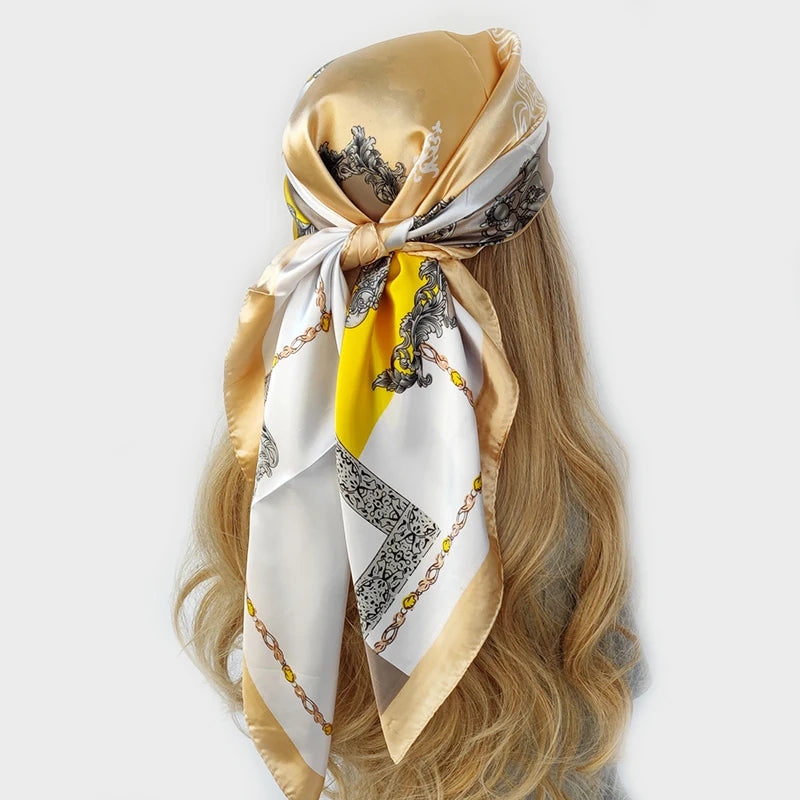 90*90cm Silk Scarf Scarftop Headwraps For Woman