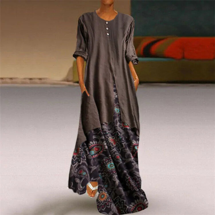 Floral Ethnic Long Dress (Modest style dress)