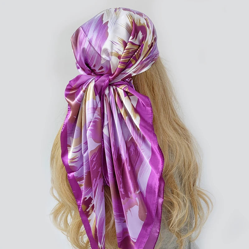 90*90cm Silk Scarf Scarftop Headwraps For Woman