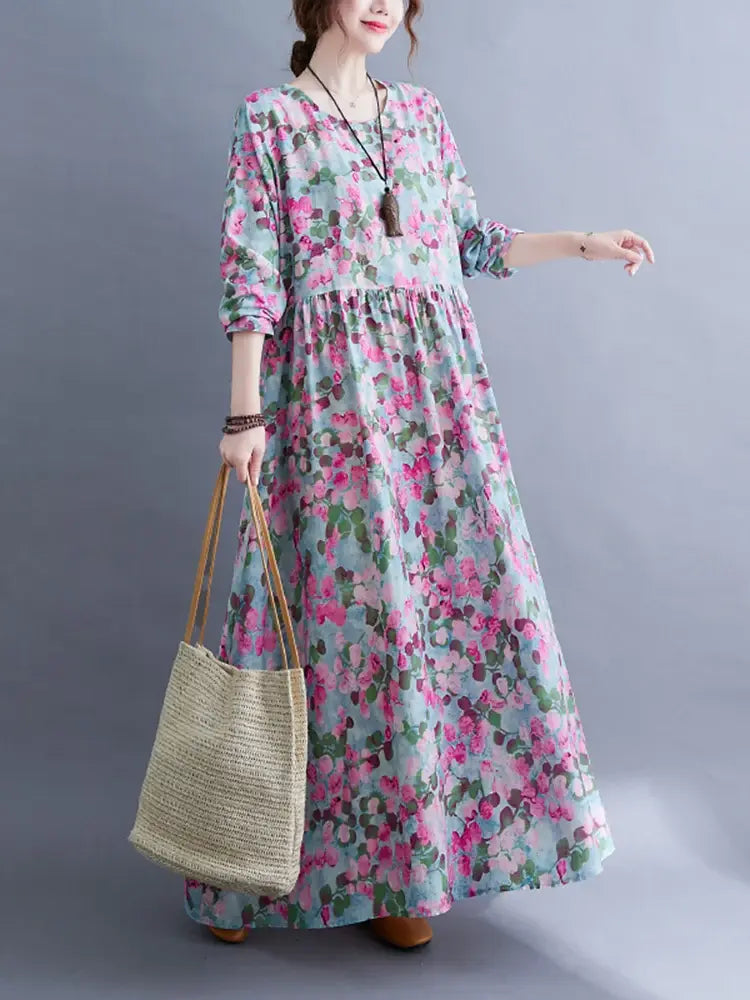 Floral Print Long Sleeve Dresses (Modest style dress)