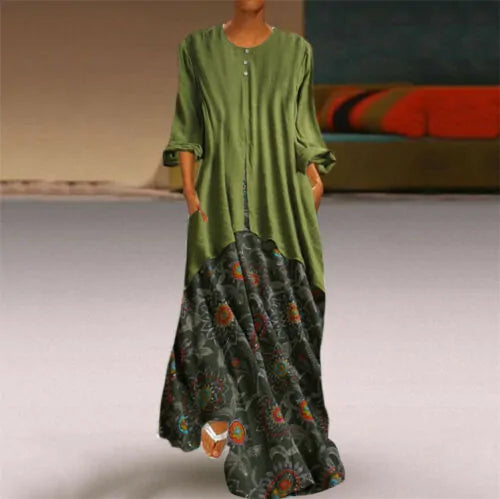 Floral Ethnic Long Dress (Modest style dress)