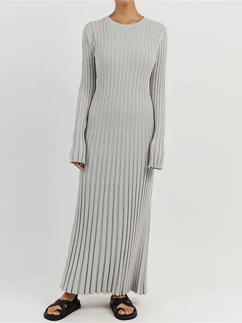 Ribbed Knit Maxi Dress: Elegant Autumn Style (Modest style dress)