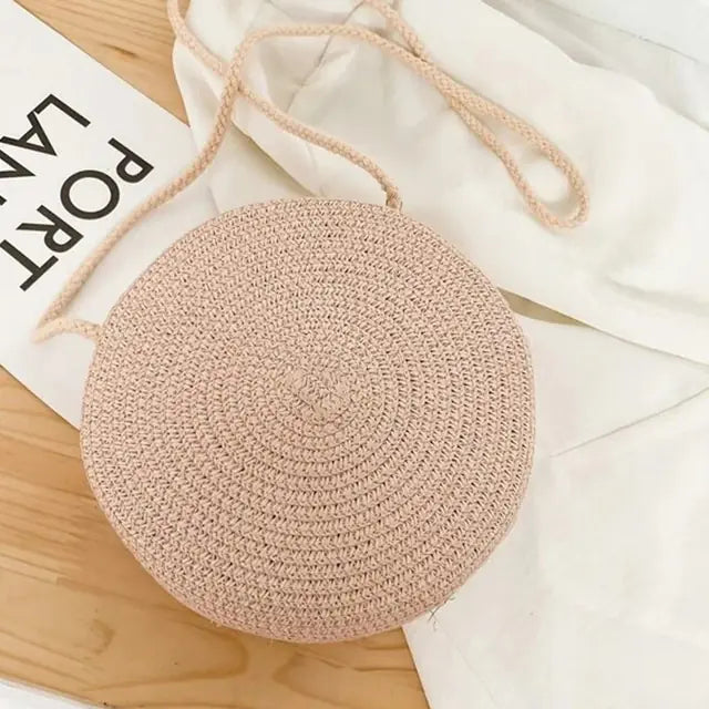 Women's Round Woven Straw Bag