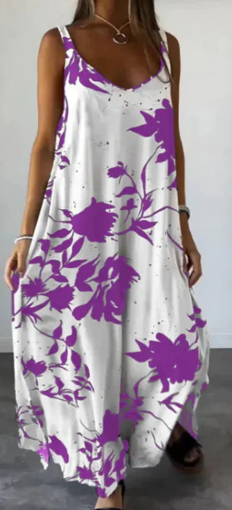 Summer Printed Sling Backless V-neck Dress