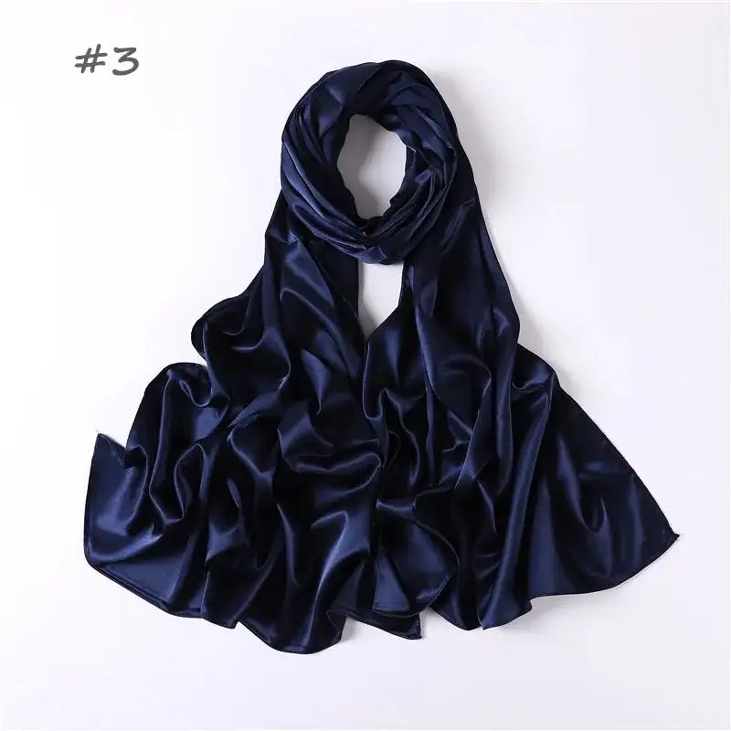 Women Solid Satin Silk Hijab Scarf