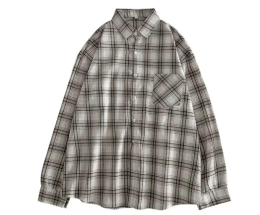 Women Shirt Plaid Female Oversize Blouse