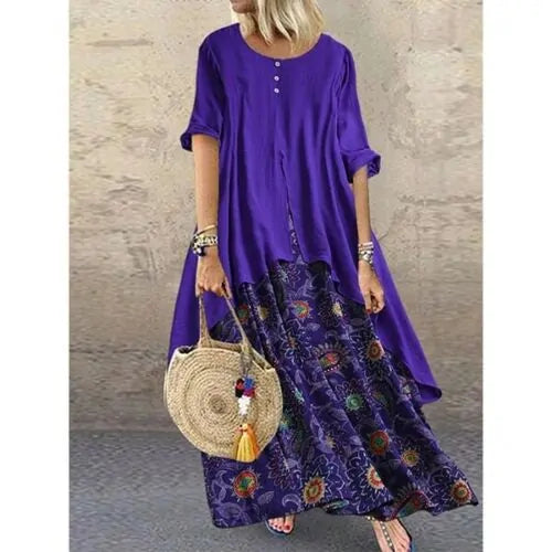 Floral Ethnic Long Dress (Modest style dress)