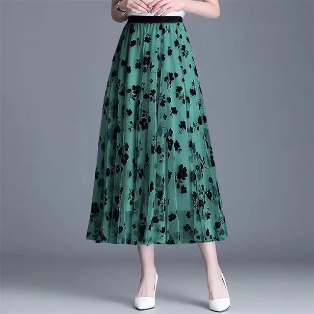 Mesh Floral Skirt For Women.