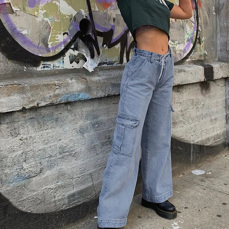 Straight Denim High Waist Pants