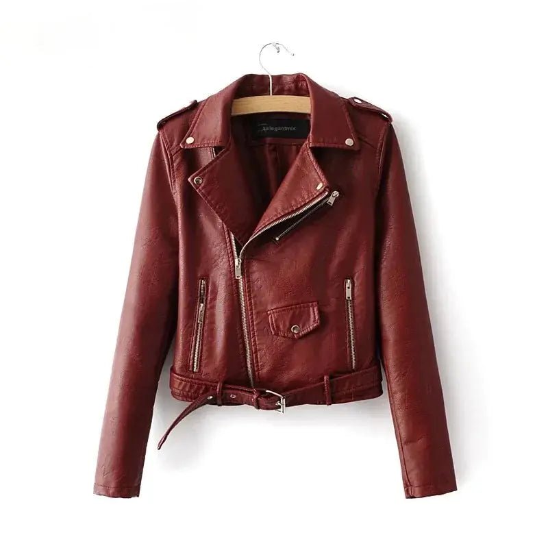 Autumn New Short Faux Soft Leather Jacket Women Fashion - Timeless Beauty:Modest style for women of all ages