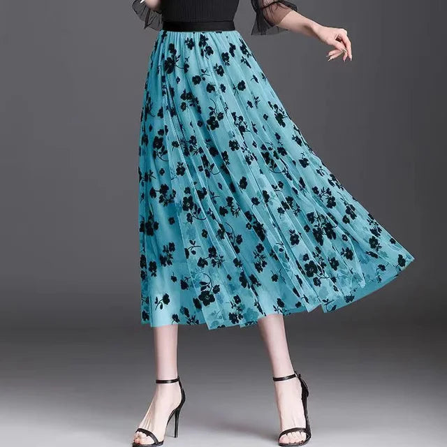 Mesh Floral Skirt For Women.