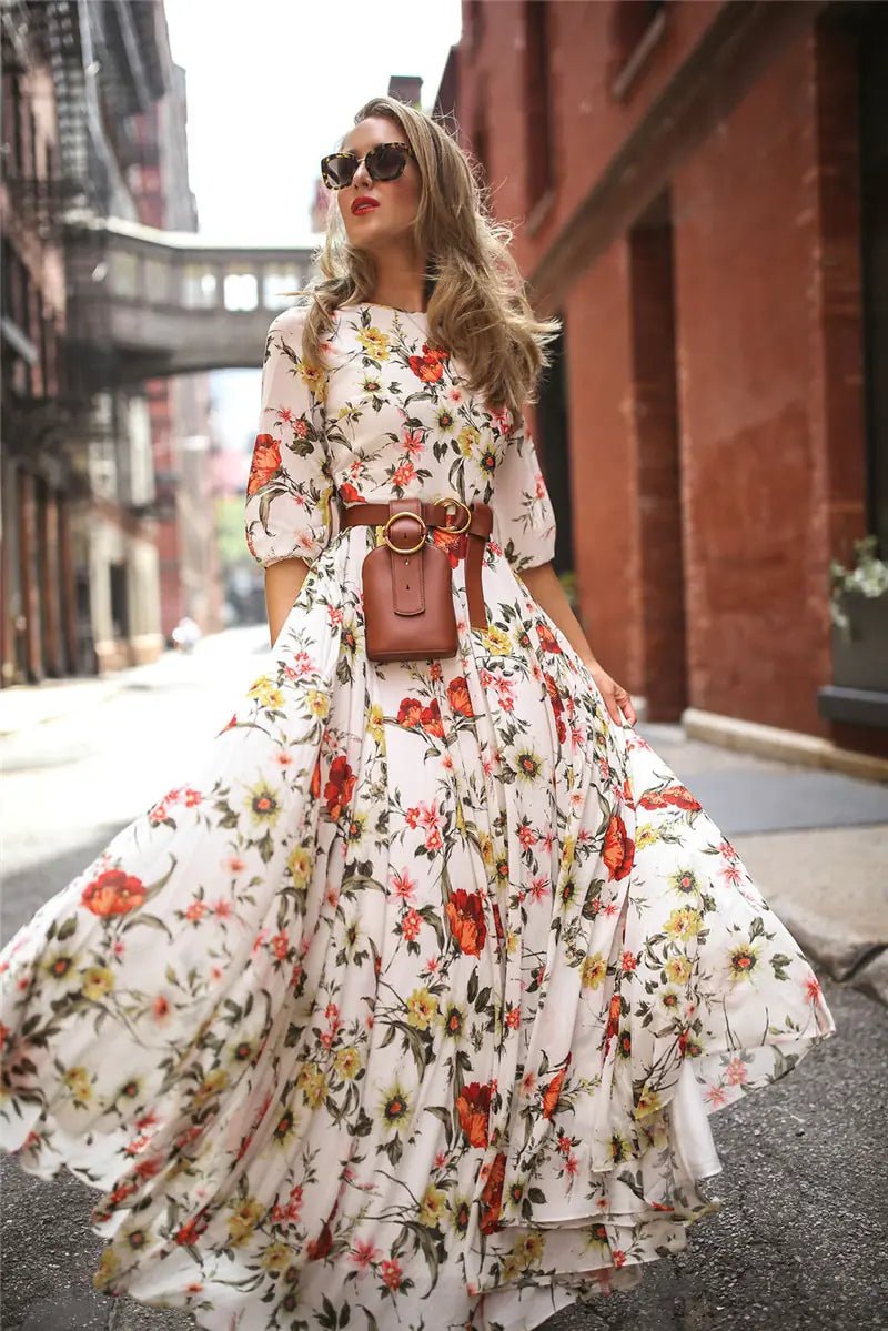 Boho Chic Floral Maxi Dress - "Timeless Beauty"Modest style for women of all faiths and ages