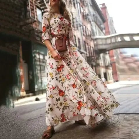 Boho Chic Floral Maxi Dress - "Timeless Beauty"Modest style for women of all faiths and ages